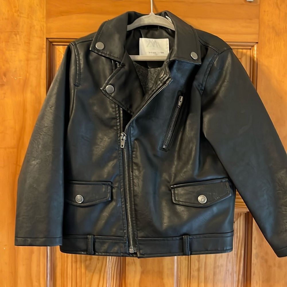 Zara kids faux leather jacket 3-4 years unisex